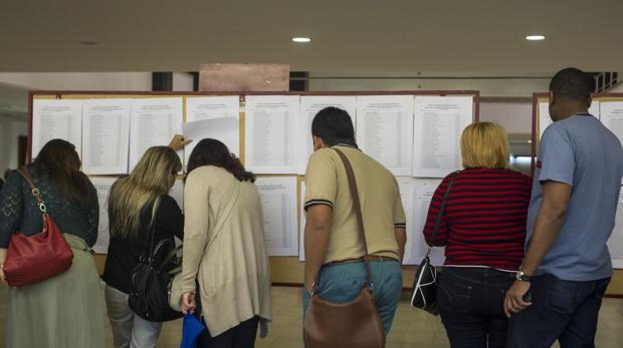 Opositores consultando sus nombres