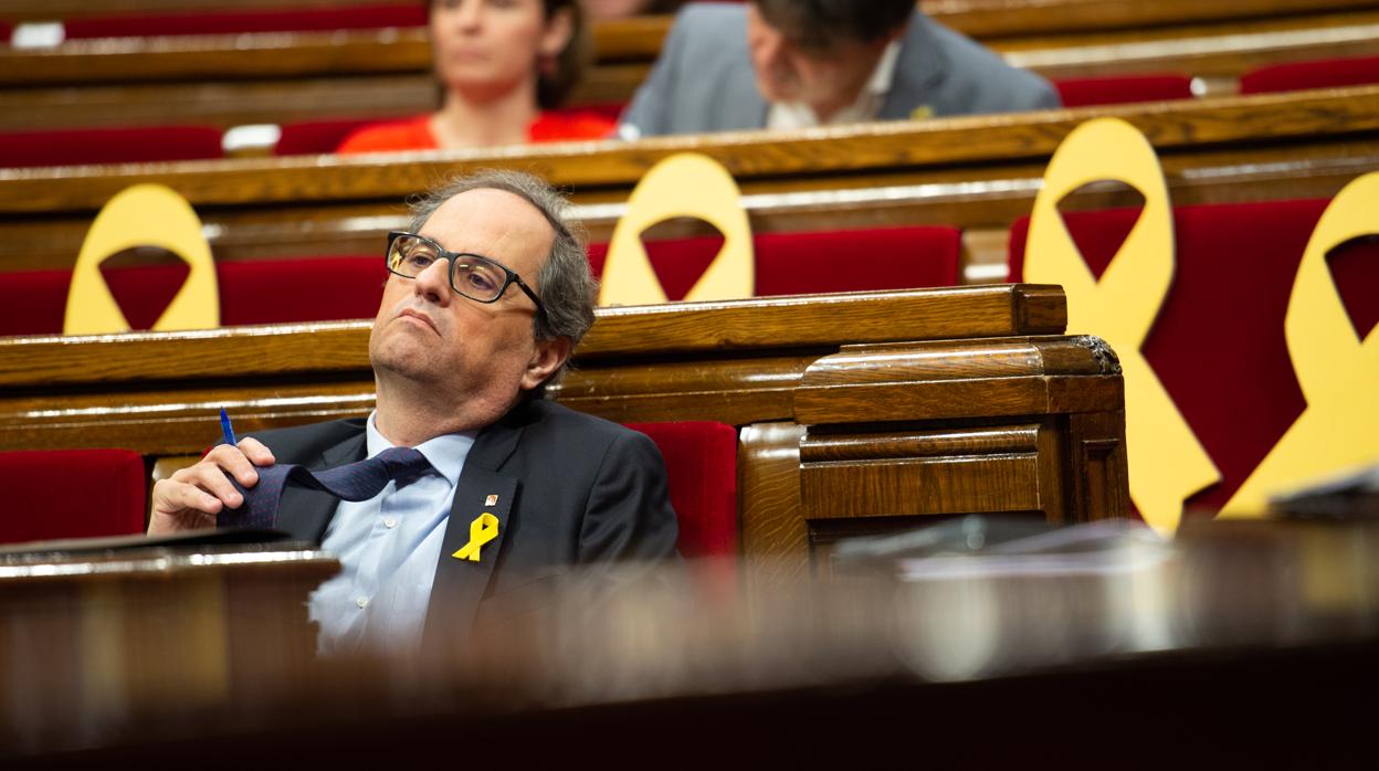 El independentista Quim Torra, durante una sesión del Parlamento de Cataluña