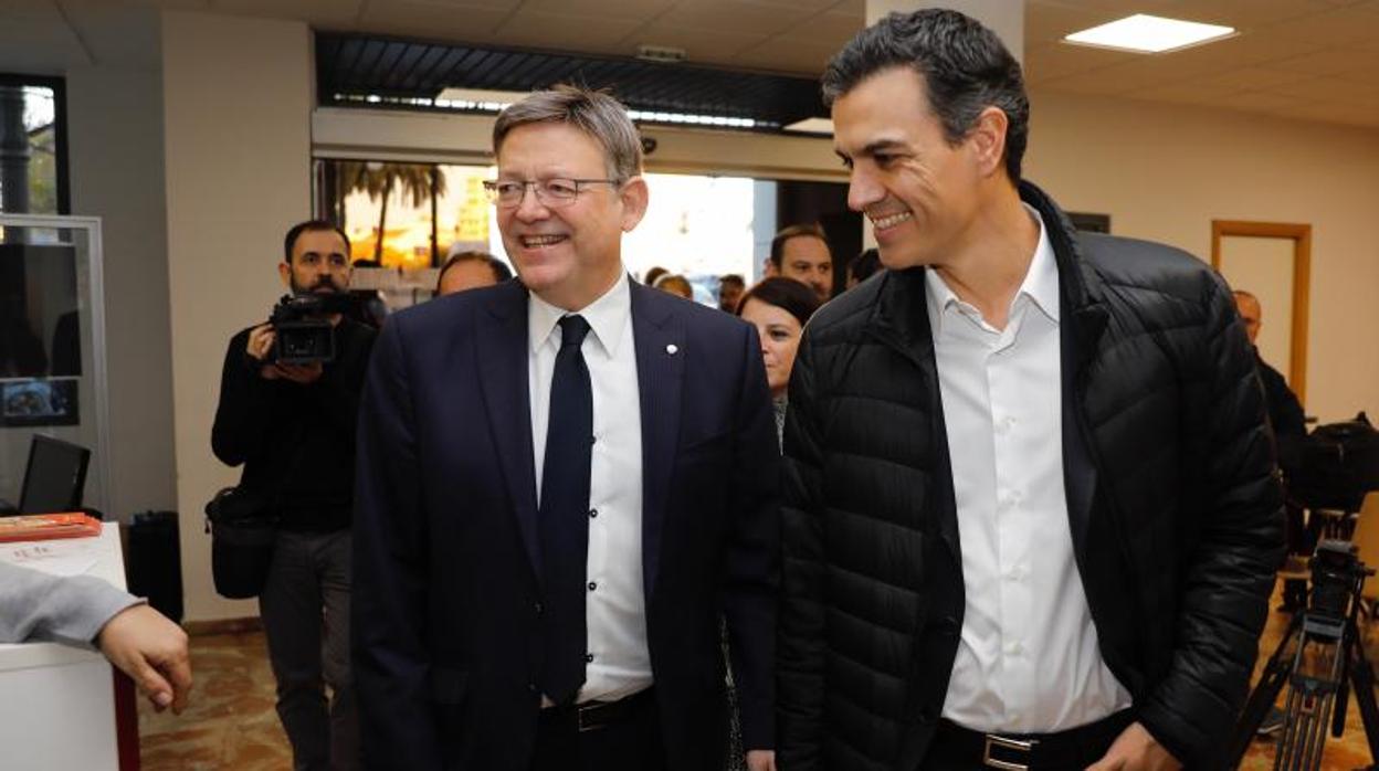 Puig con Pedro Sánchez en una visita del presidente del Gobierno a Valencia