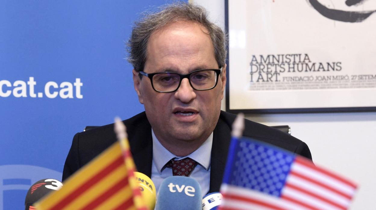 El presidente catalán, Quim Torra, durante su último viaje a los Estados Unidos