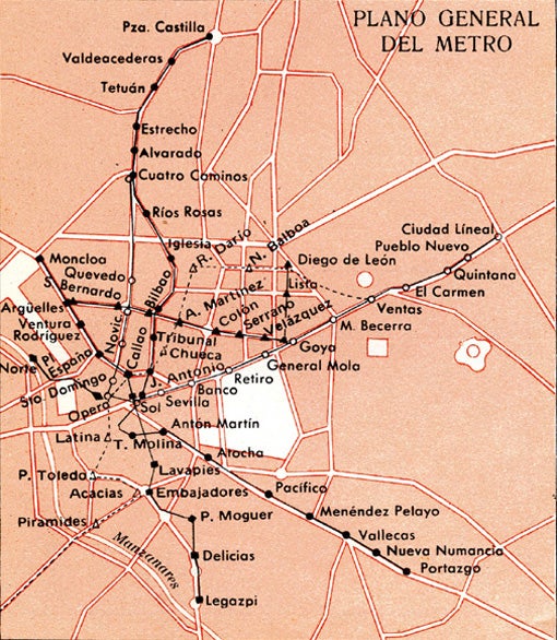 Plano de Metro de Madrid de 1969