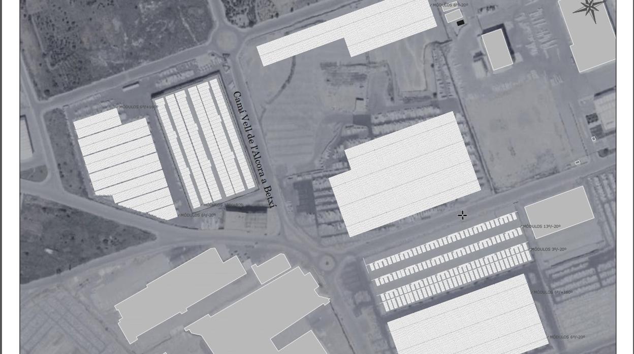 Plano del lugar donde se ubicará la mayor planta fotovoltaica de Europa en Onda (Castellón)