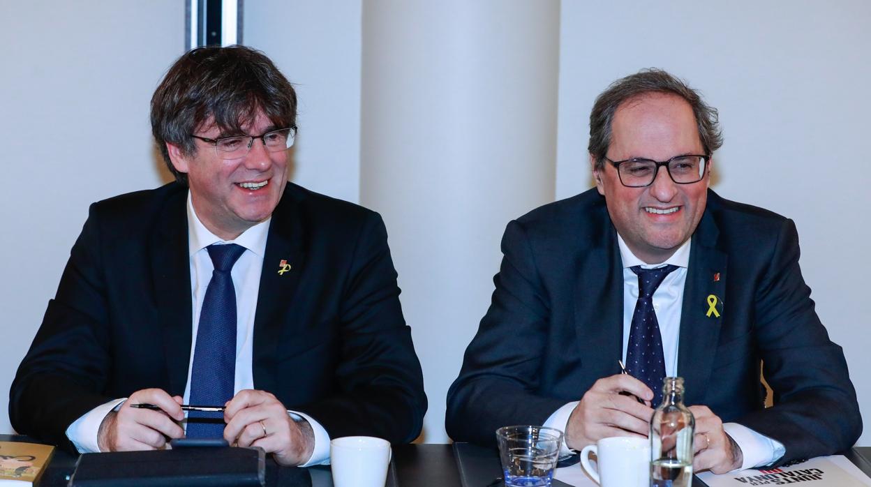 Carles Puigdemont y Quim Torra, ayer en Bruselas