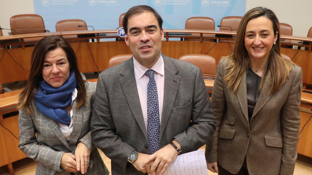 Los diputados del PP Marián Ferreiro, Alberto Pazos y Teresa Egerique