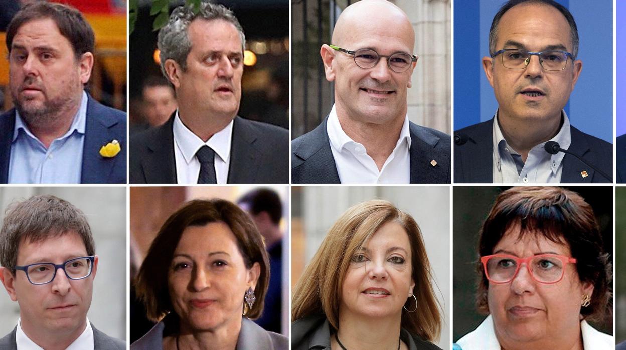 Ocho de los 12 líderes independentistas que serán juzgados en el TS, nueve de los cuales están en prisión