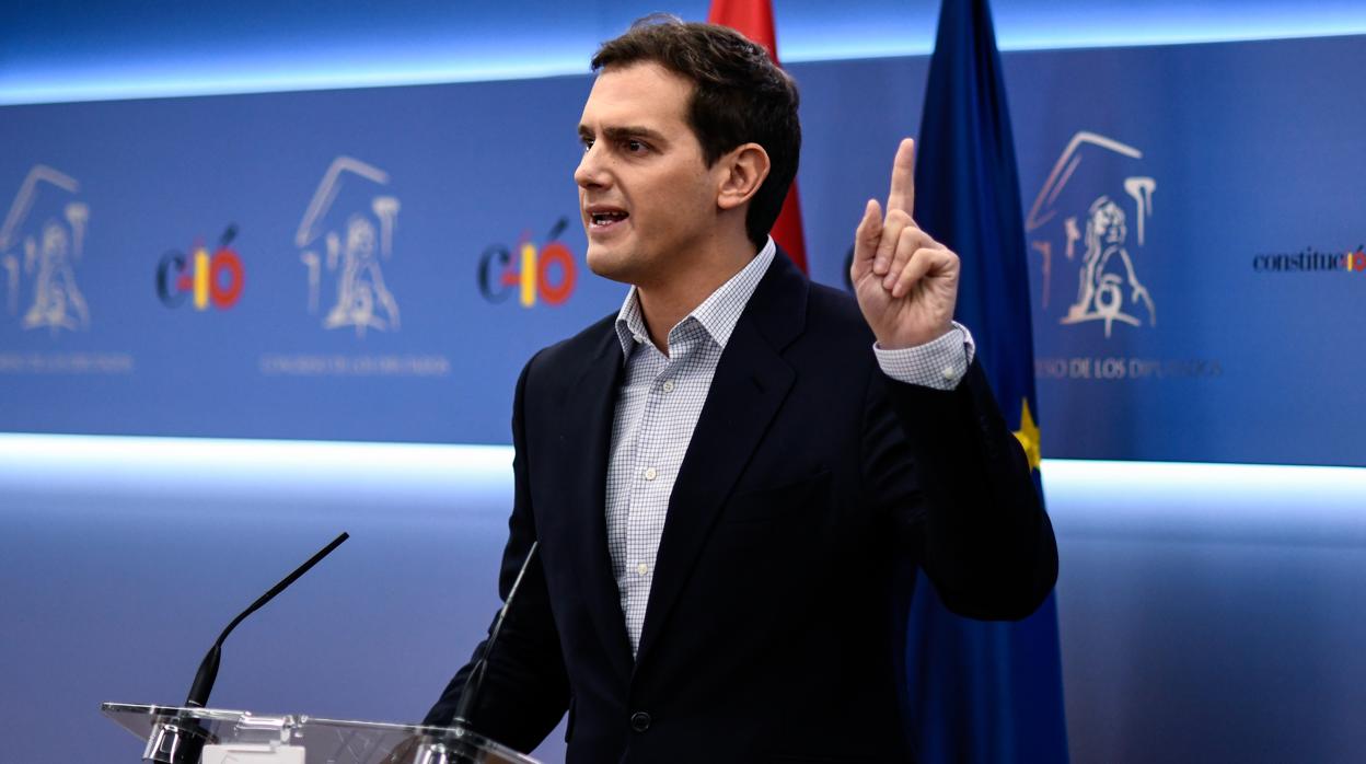 Albert Rivera en la sala de prensa del Congreso, en una imagen de archivo