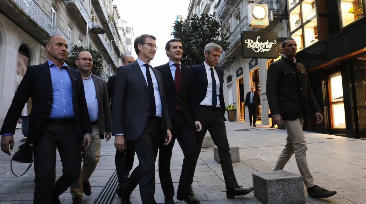 Feijóo y Casado, el pasado jueves, en la visita del presidente del PP a Vigo