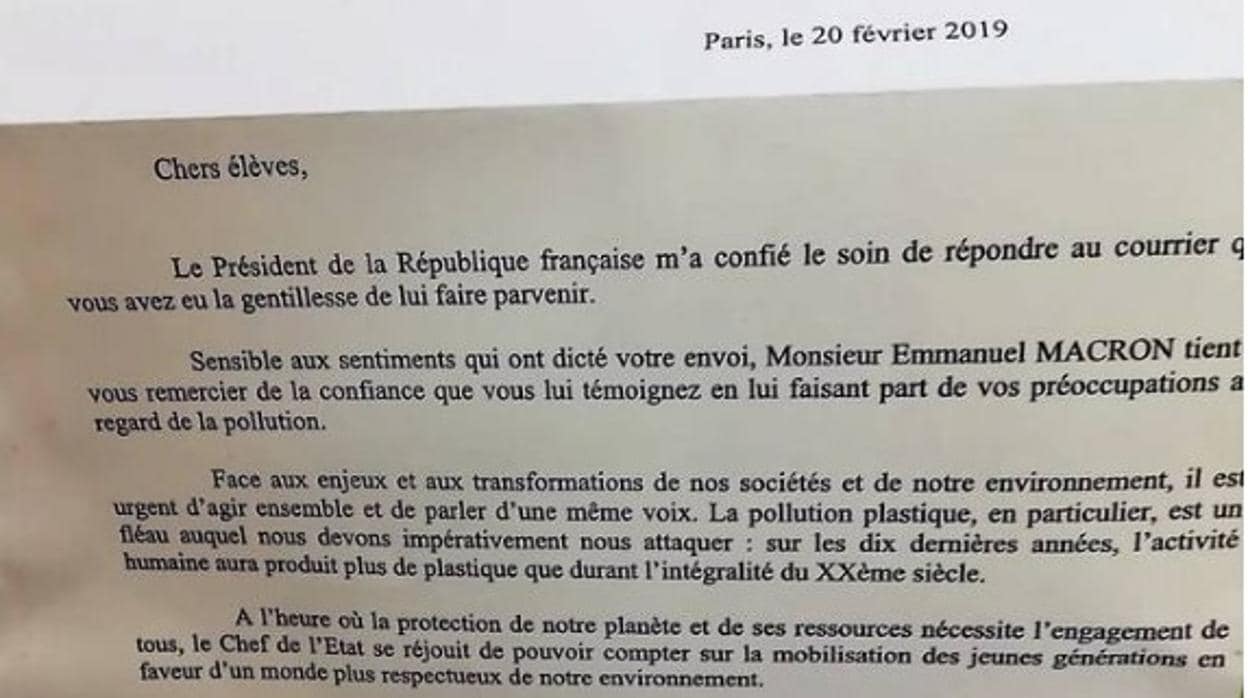 Carta de Emmanuel Macron a los alumnos del colegio La Navata