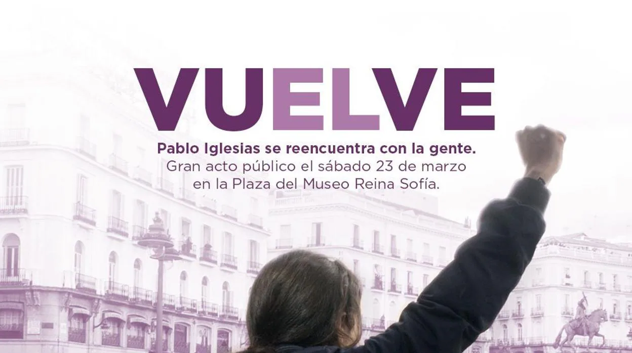Iglesias reniega del polémico cartel machista con el que Podemos anuncia su regreso tras la baja de paternidad