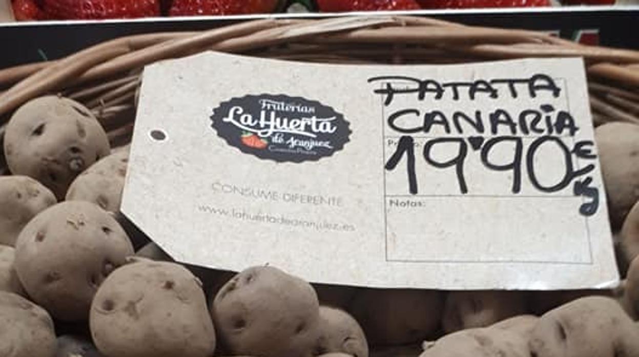 Papas de Canarias en una frutería de Aranjuez