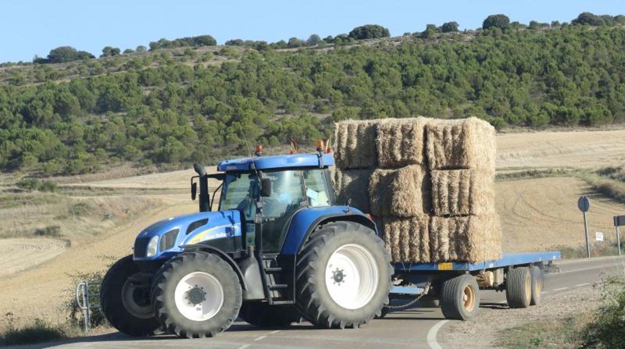 Un tractor en tareaas agrícolas, en imagen de archivo