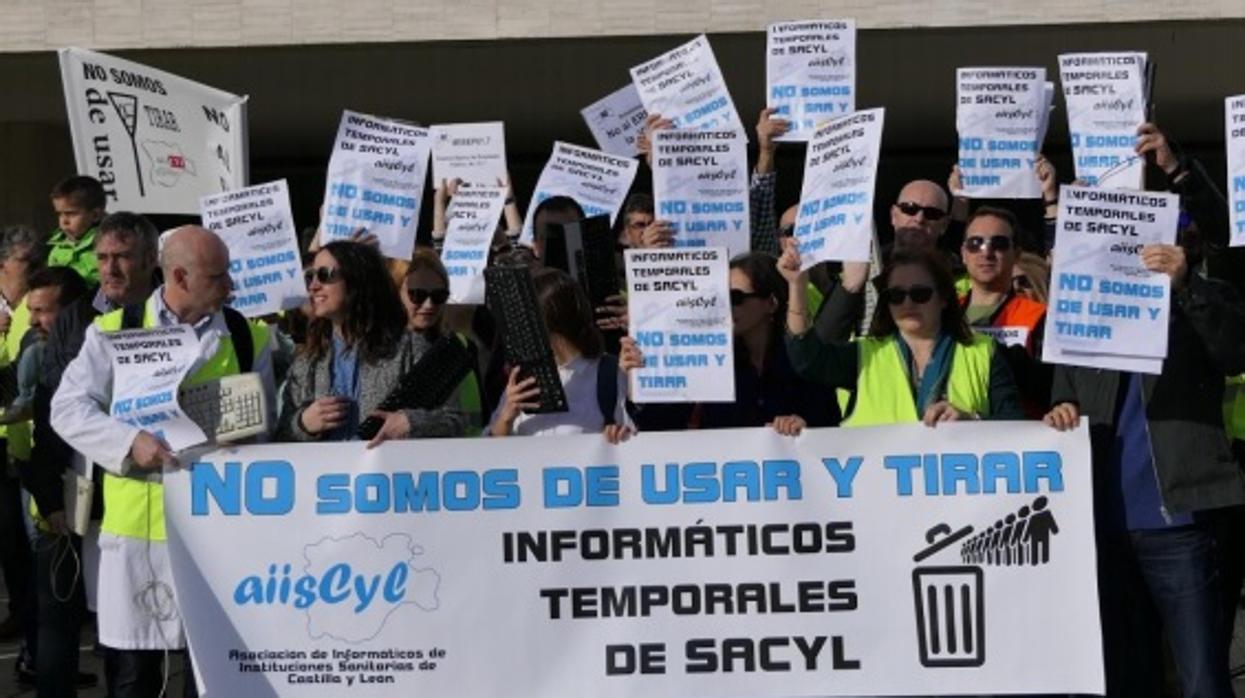 Los informáticos de Sacyl, en una manifestación anterior, en una imagen de archivo