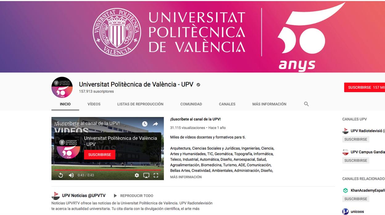 El canal de YouTube de la UPV