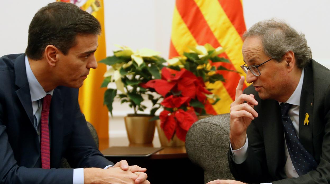 Pedro Sánchez y Quim Torra en una reunión en Barcelona