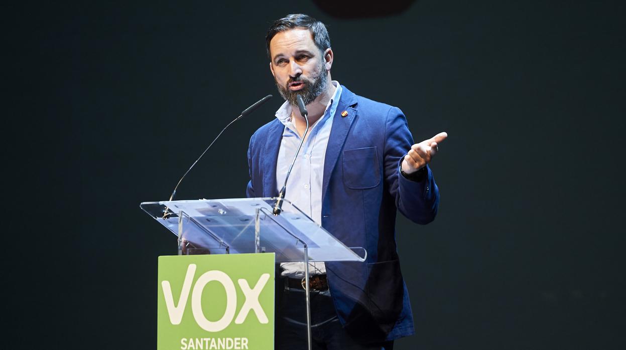 El líder de Vox, Santiago Abascal, esta semana durante un mitin en Santander