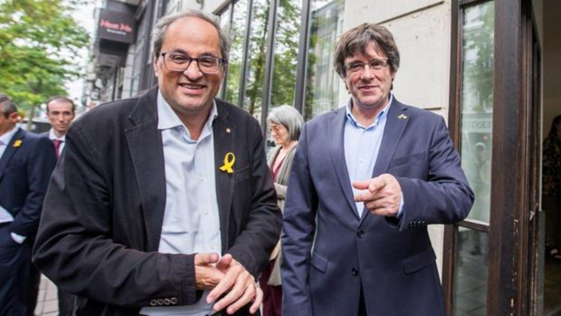 Quim Torra en una visita en Bruselas al procesado rebelde Carles Puigdemont, el pasado mes de septiembre