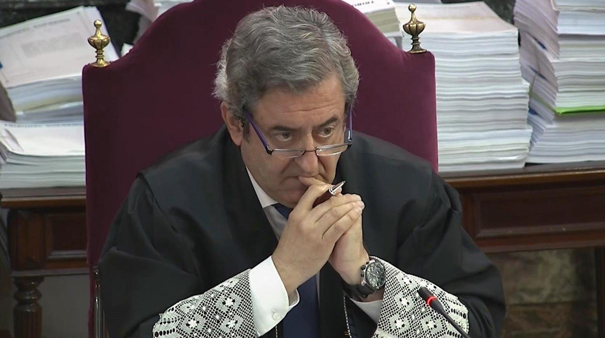 Javier Zaragoza, durante una de las sesiones del juicio contra los independentistas en el Tribunal Supremo