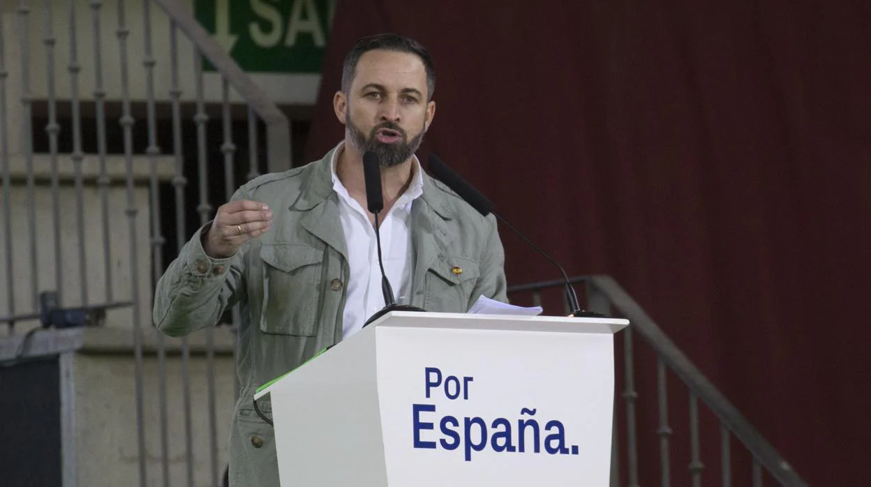 Santiago Abascal, durante el mitin que ofreció este pasado fin de semana en Leganés