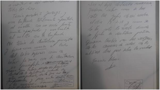 Las cartas del maltrato a la anciana en Los Nogales: asfixia, muelas rotas y sangre en la nariz