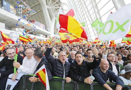 Imagen del mitin celebrado este jueves por Vox en Valencia