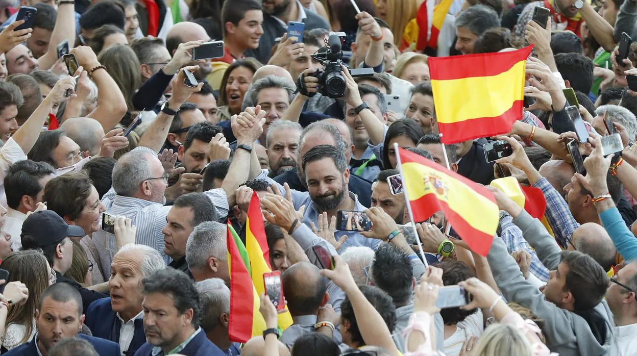 Imagen del mitn del líder de Vox, Santiago Abascal, en Valencia