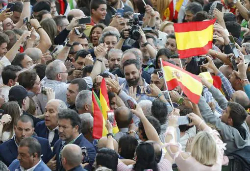 Imagen del mitn del líder de Vox, Santiago Abascal, en Valencia