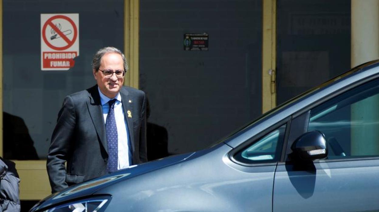 Quim Torra, saliendo de la cárcel de Soto del Real, tras visitar a los presos independentistas