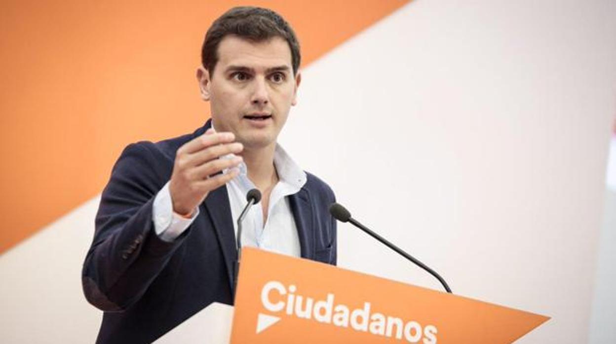 Albert Rivera, durante una comparecencia de su partido