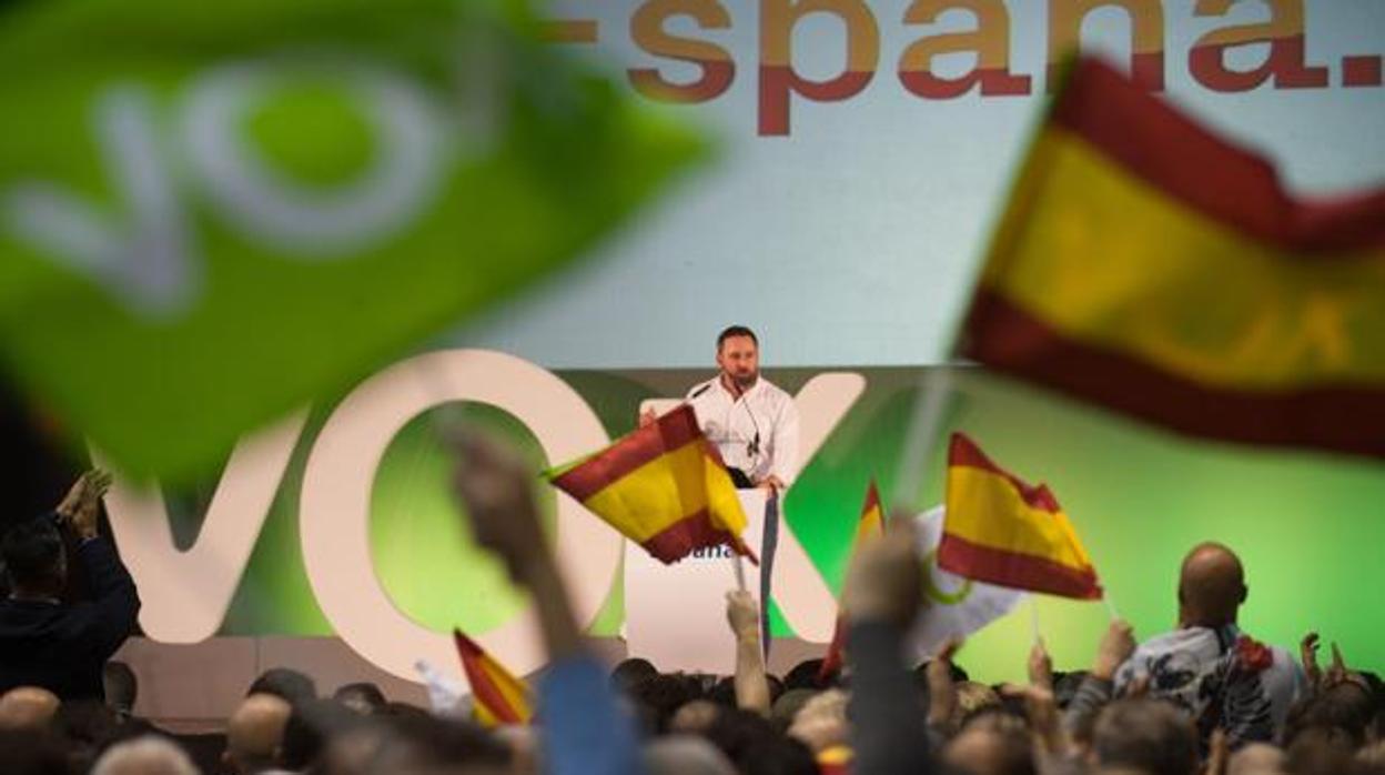 Santiago Abascal, durante un acto de campaña