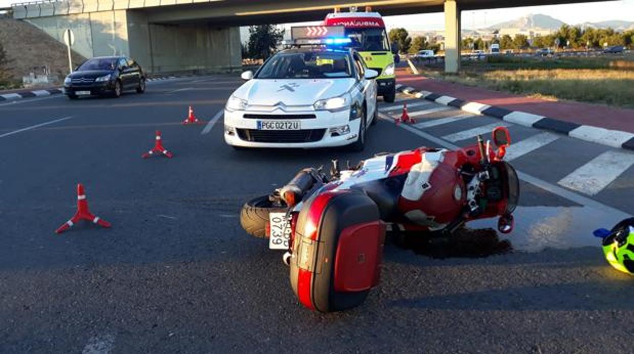 Imagen de archivo de un accidente de moto