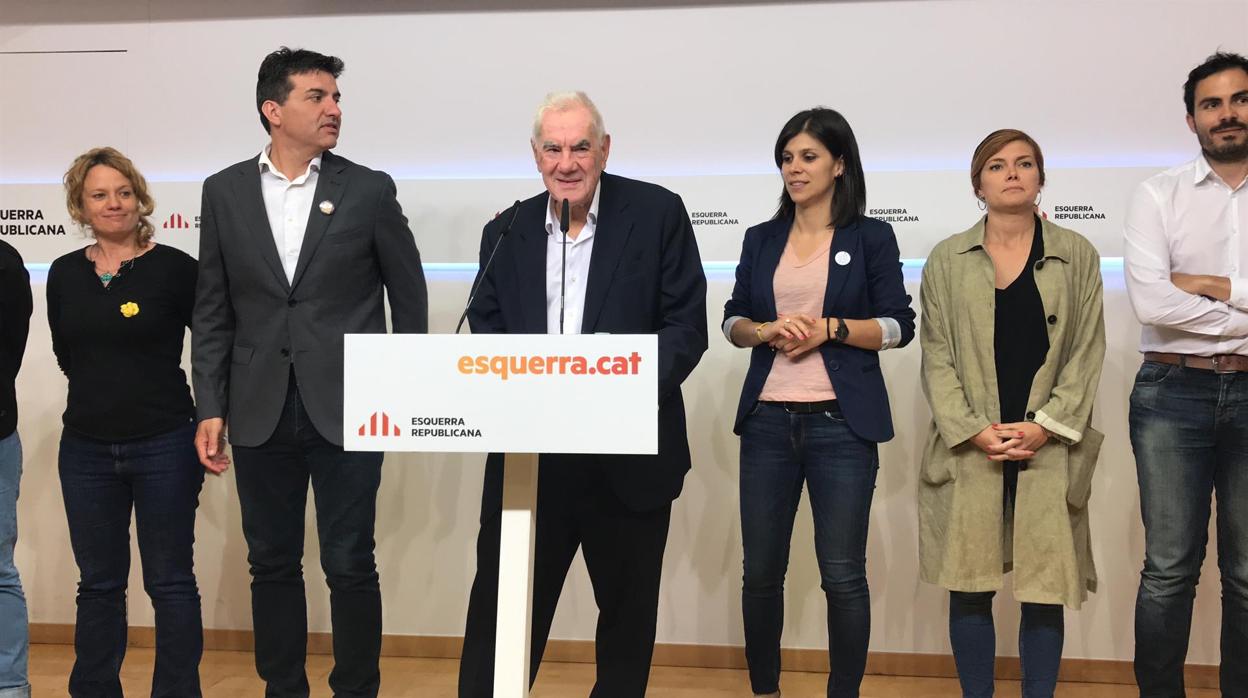 Maragall, este martes por la tarde, con miembros de la ejecutiva de ERC