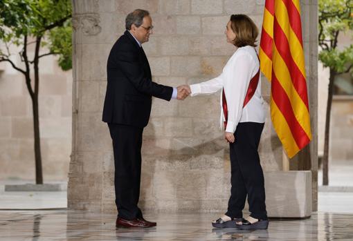 Colau ha sido recibida por Quim Torra en la Generalitat