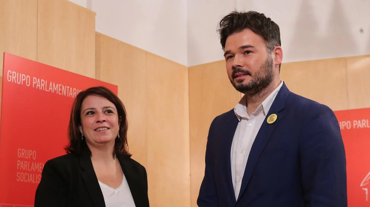 Gabriel Rufián y Adriana Lastra en el Congreso