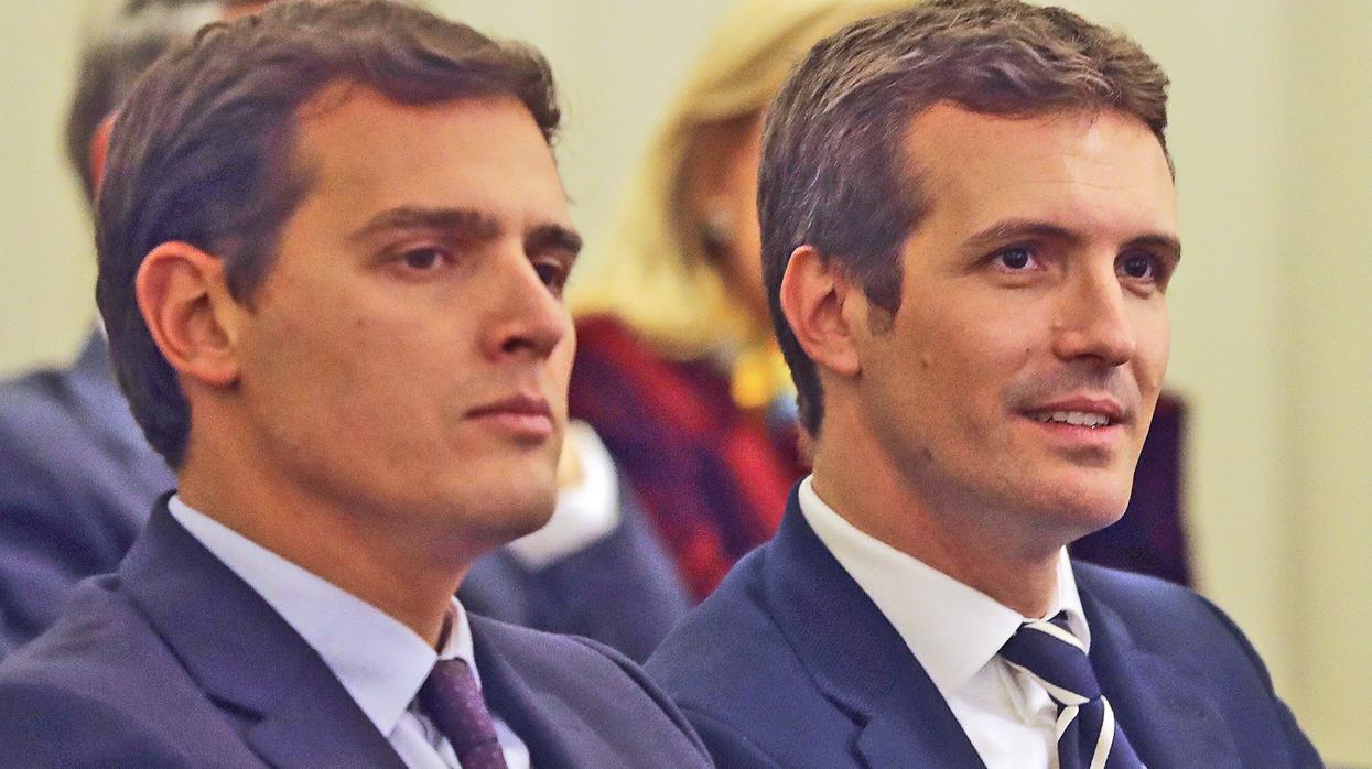 Albert Rivera, presidente de Ciudadanos, y Pablo Casado, presidente del PP