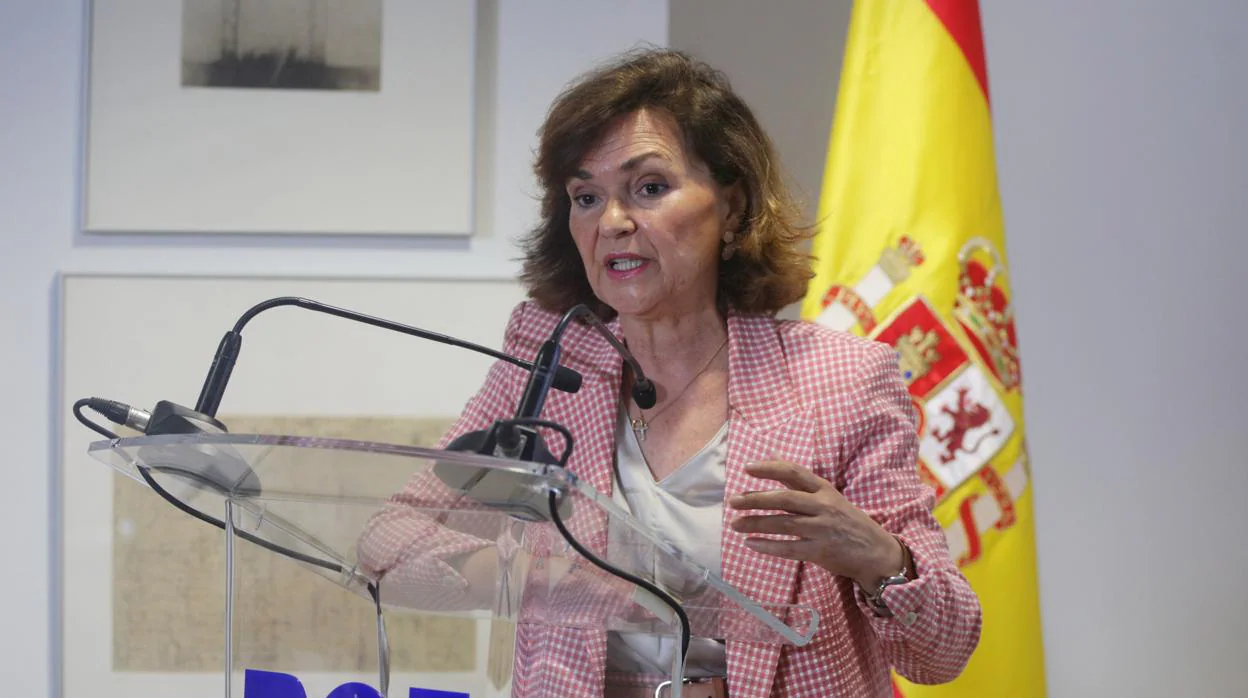 Carmen Calvo, durante su intervención en el acto de presentación de la nueva web del BOE
