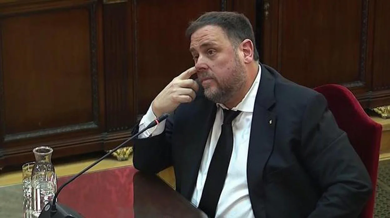 El exvicepresidente de la Generalitat Oriol Junqueras, durante el juicio del «procés»