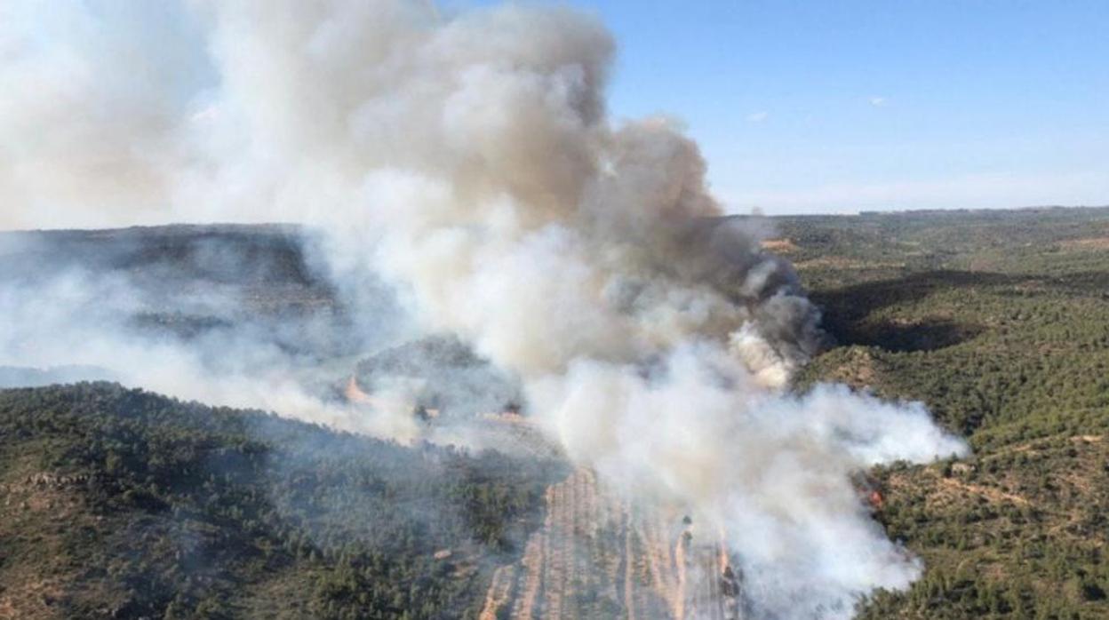El incendio forestal de Tarragona en la zona de Maials