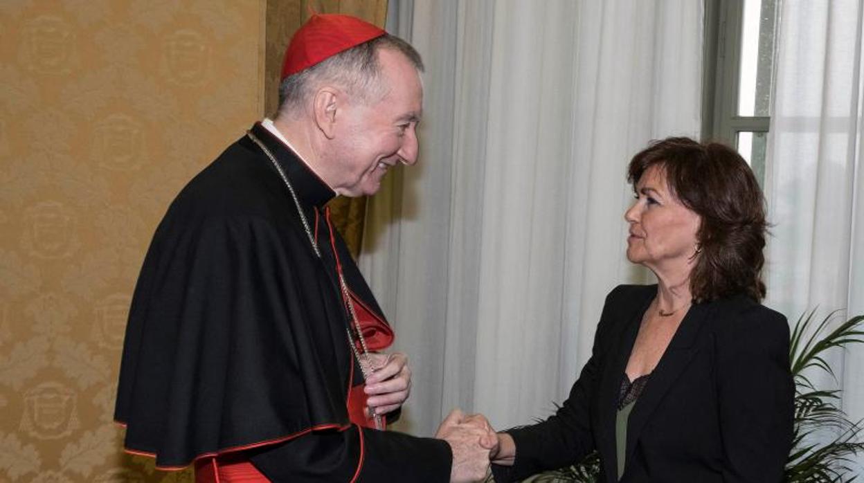 Carmen Calvo se reúne con Pìetro Parolin, secretario de Estado vaticano