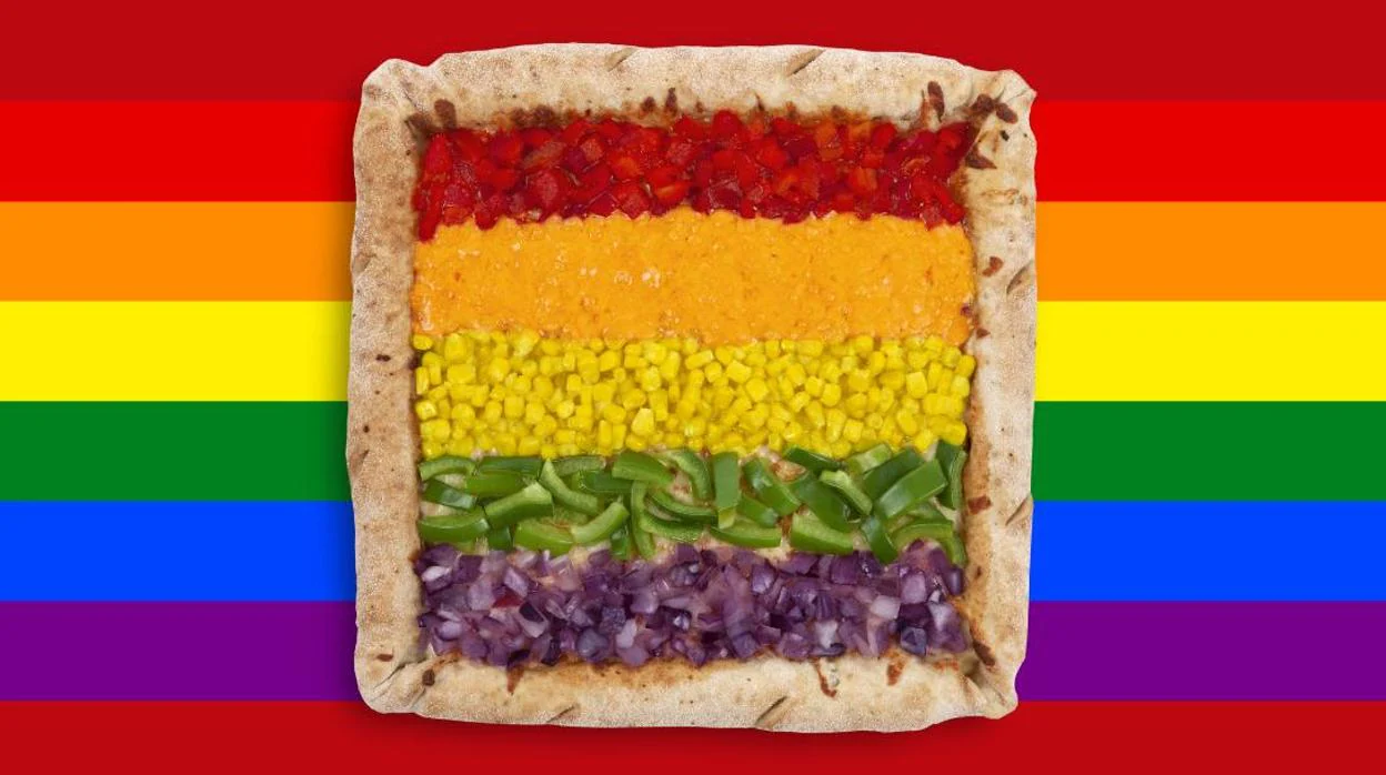 Imagen promocional de la «pizza arcoíris» de Telepizza