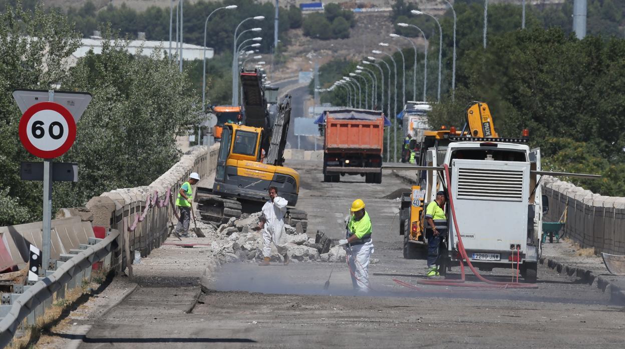 Obras de restauración del Puente Largo de Aranjuez