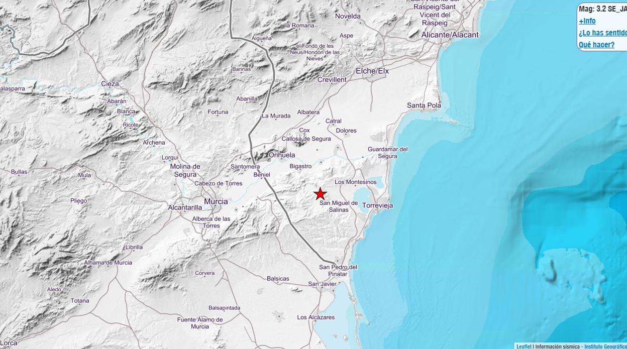 Imagen del centro del terremoto en Jacarilla