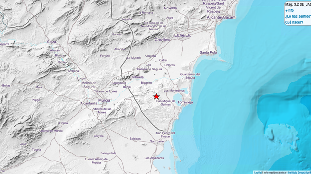 Registrados dos terremotos de magnitudes de 3,2 y 2,2 en varias localidades de Alicante durante la noche