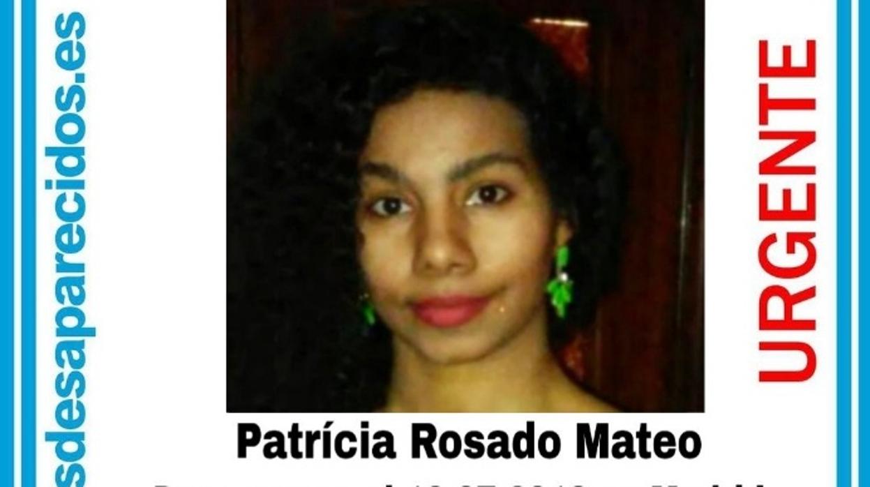 Cartel distribuido para anunciar la desaparición de Patricia Rosado