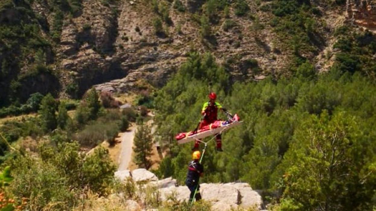 Imagen del rescate del escalador en Jérica