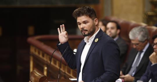 Rufián, en la tribuna de oradores