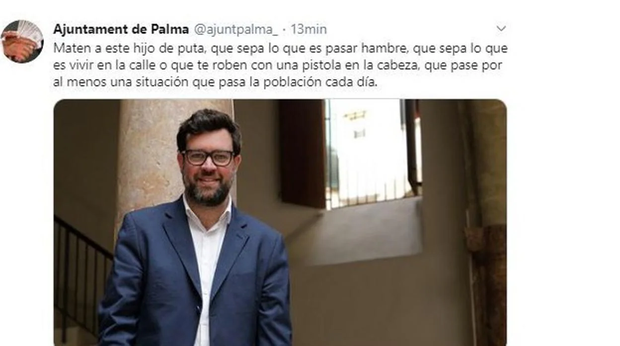 Hackean el perfil del Ayuntamiento de Palma en Twitter para amenazar de muerte al exalcalde