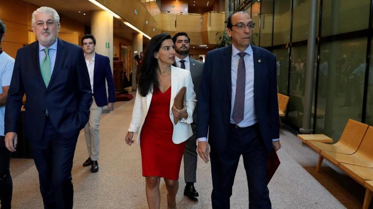 La líder de Vox en Madrid, Rocío Monasterio, entrando en la Asamblea