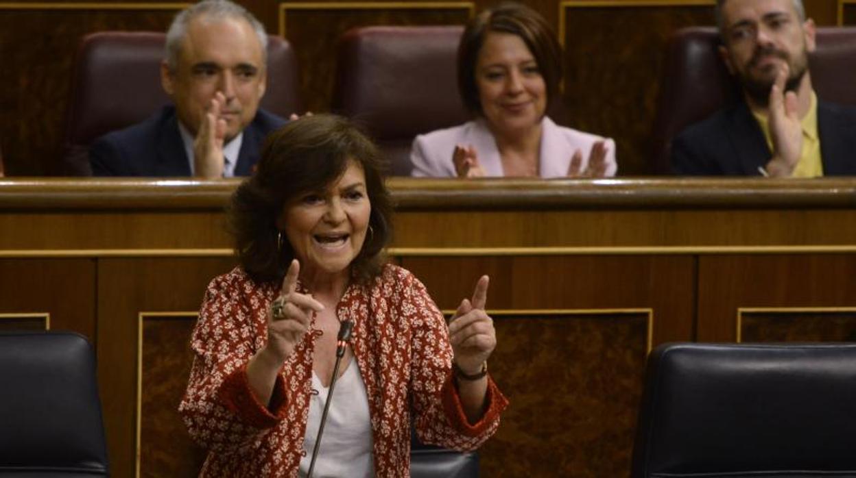 Carmen Calvo, vicepresidenta del Gobierno en funciones, en el Congreso de los Diputados