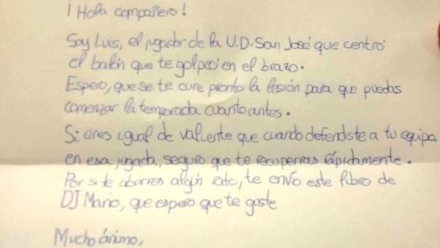 La conmovedora carta de un niño futbolista a otro al que lesionó en un partido