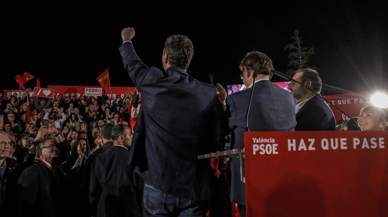 Imagen del cierre de campaña de Pedro Sánchez en Valencia previo a las elecciones de 2019